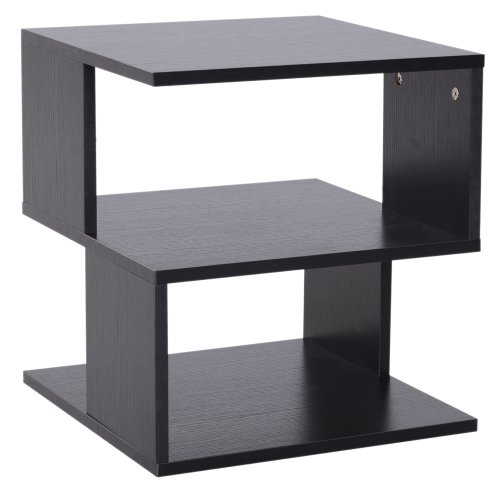 HOMCOM Side Table Square Coffee Table Modern End Table with 2 Tier Storage Shelves for Living Room, Bedroom