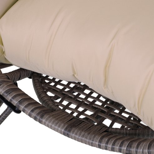 Outsunny Garden Egg Chair, Teardrop Outdoor PE Rattan Chair with Full-body Soft Padded Cushion, Grey