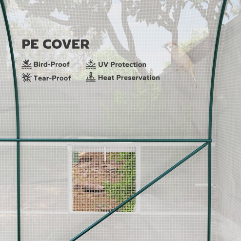 Outsunny Reinforced Walk In Polytunnel Greenhouse with Roll Up Door, Galvanised Steel Frame and Zipped Door Windows (2 x 2.5m), White