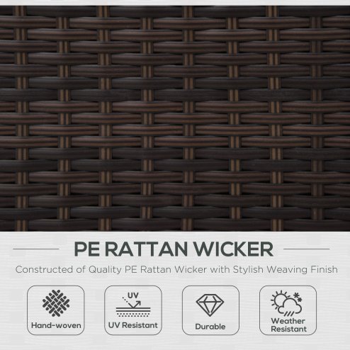 Outsunny Single Seater Rattan Chair, PE Wicker Garden Armchair with 10 cm Thickened Cushion, All-Weather Rattan Garden Chair with Armrests, Brown