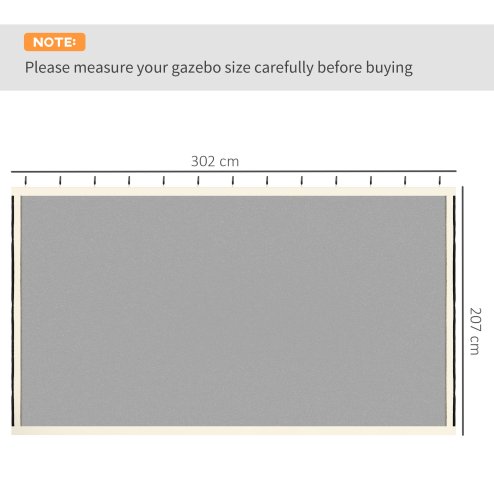 Outsunny fit 10x10ft Gazebo Universal Replacement Mosquito Netting for Patio Gazebos and Canopy Tents with Zippers for 3(m) x 3(m) Gazebo, (Sidewall Only) Beige