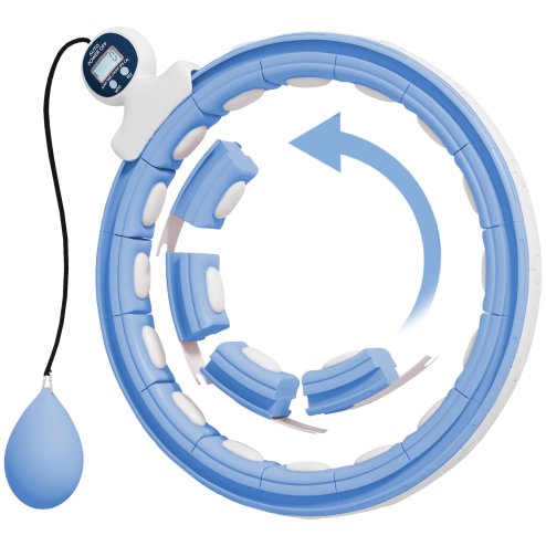 SPORTNOW Smart Weighted Hula Hoop for Adults, Hula Ring with 16 Detachable Knots, 360?? Auto-Rotating Ball and Digital Counter, Massage Hula Circle For Weight Loss, Light Blue