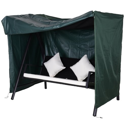 Outsunny 3 Seater 600D Oxford Patio Swing Chair Cover Outdoor Garden Furniture Rain Protection Protector Waterproof Anti-UV, 177 x 114 x 152cm, Green