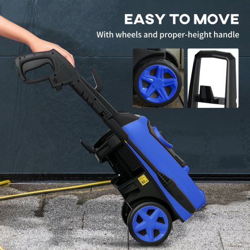 DURHAND 1800W High Pressure Washer, 150 Bar Pressure, 510 L/h Flow, High-Performance Portable Power Washer Jet Wash Cleaner with 6M Hose, Snow Foam Bottle for Garden, Car, Furniture, Blue