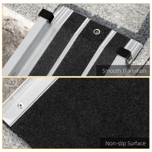 HOMCOM 2PCS Telescopic Wheelchair Ramps, 2.5-4FT/ 75-122cm, 270kg, Folding Aluminium Door Threshold Ramps for Home, Mobility Scooters, Doorways, Steps, Stairs, with Non-slip Surface, Carrying Bag