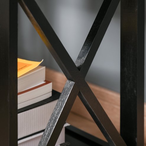 HOMCOM End Table, Sofa Side Table with Drawer X Bar Bottom Storage Shelf, Nightstand Bedside Table for Bedroom or Living Room