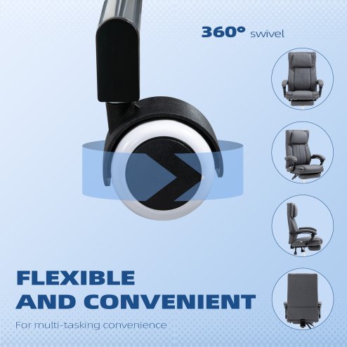 HOMCOM Executive Office Chair, High Back Computer Desk Chair with Adjustable Headrest, Footrest, Reclining Office Chair, Dark Grey