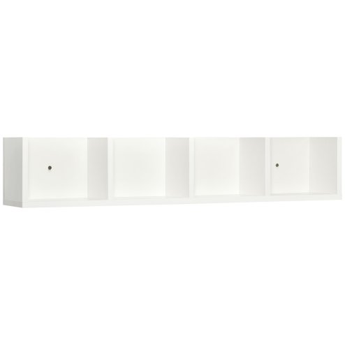 HOMCOM Wall Mount 84 CD / 56 DVD/Blu-ray/ Media Storage Rack 4 Cubes Wooden Shelf Organizer Unit Bookcase Display