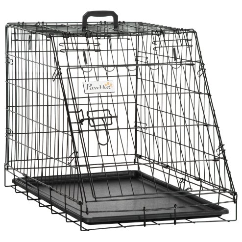 Pawhut Trapeze Collapsible Dog Pet Travel Box Cage Removable Tray 78 x 47 x 55cm