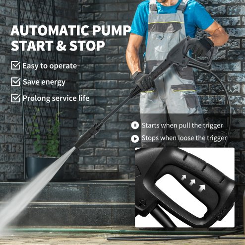 Outsunny 1800W High Pressure Washer, 150 Bar Pressure, 420 L/h Flow, Portable Power Washer Jet Wash Cleaner with Adjustable Nozzle, 6M Hose, Steel Handle for Home Patio Car Driveway, Yellow