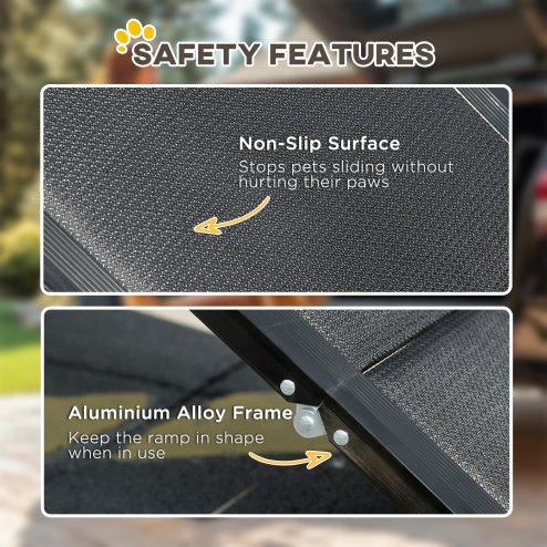 PawHut Folding Dog Ramp for Car for Extra Large Dogs, Portable Pet Ramp with Non-slip Surface, Aluminium Alloy Frame