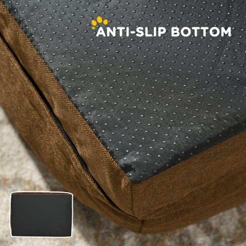 PawHut Dog Sofa Bed Pet Bed Dog Mattress with Removable Washable Cover, Anti-Slip Bottom, for Small Sized Dogs, 70L x 50W x 18Hcm - Brown