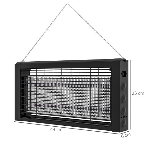 HOMCOM Powerful Fly Zapper with Infrared Light, Hanging/ Freestanding 8W Insect Mosquito Bug Zapper, Fly Killer for Indoor Use, Black