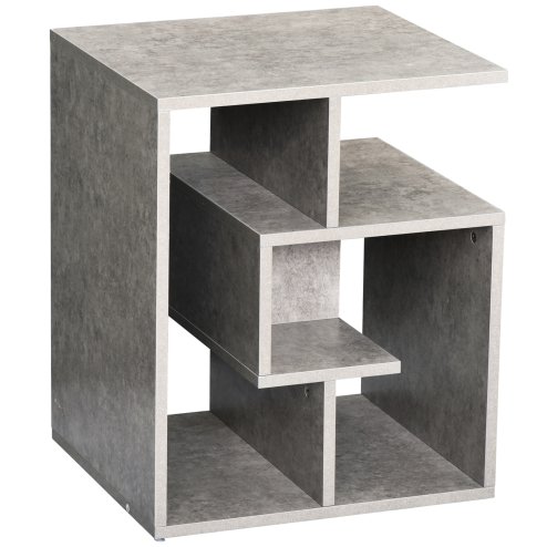 HOMCOM Side Table, 3 Tier End Table with Open Storage Shelves for Living Room, Bedroom