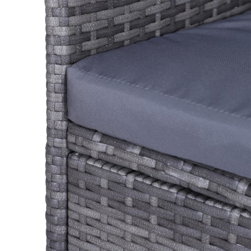 Outsunny 2 Seater Rattan Sofa with Cushions, Wicker Garden Loveseat with Armrests, Outdoor Garden Sofa Couch with Metal Frame for Patio, Mixed Grey