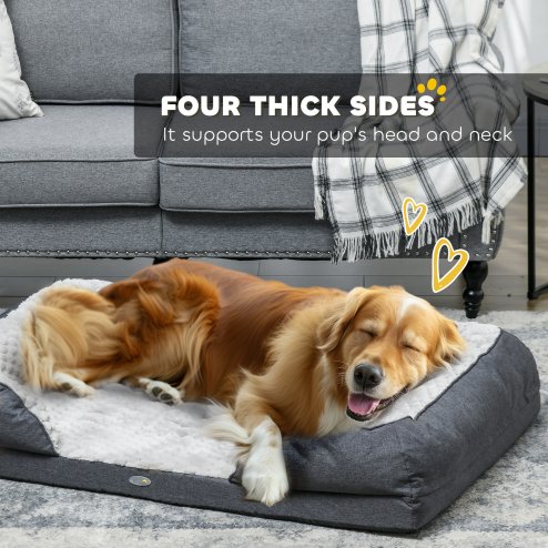 PawHut Dog Sofa Bed Pet Bed Dog Mattress with Removable Washable Cover, Anti-Slip Bottom, for Large Sized Dogs, 120L x 80W x 22Hcm - Charcoal Grey