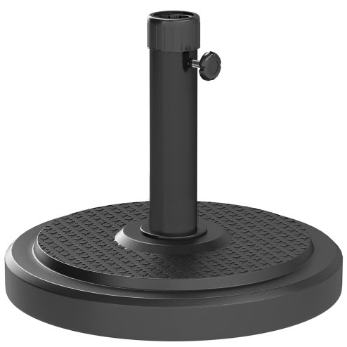 Outsunny 22kg Garden Parasol Base, Round HDPE Sun Umbrella Base, Heavy Duty Outdoor Umbrella Stand for 38mm or 48mm Outdoor Umbrella Poles, Black
