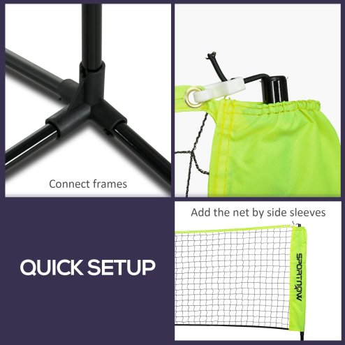 SPORTNOW 4m Badminton Net, Foldable Height Adjustable Outdoor Sports Net with Carry Bag, for Tennis, Badminton, Pickleball, Volleyball, Black and Yellow
