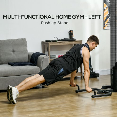SPORTNOW Multi Gym Workout Station with 65kg Weight Stack, Sit Up Bench, Push Up Stand, Dip Station, Adjustable, for Home Gym, Full Body Strength Training