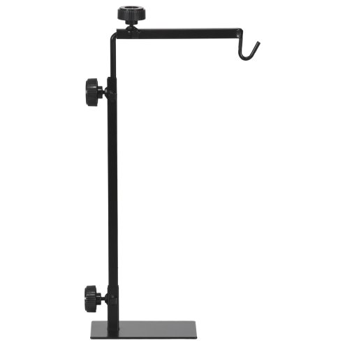 PawHut Reptile Lamp Stand, Adjustable Height and Width Heat Lamp for Reptile Amphibian Terrariums, Light Stand with Hook Hanging Steel Base - Black