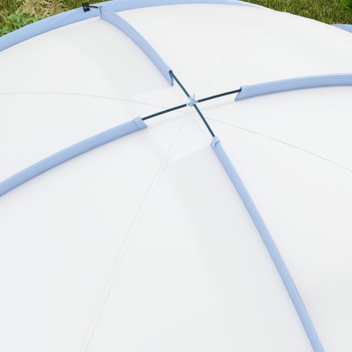 Outsunny 3.5 x 3.5M 6-8 Person Camping Gazebo, Outdoor Event Shelter Dome Tent Garden Sun Shelter Patio Spire Arc Pavilion Camp Sun Shade, Light Blue