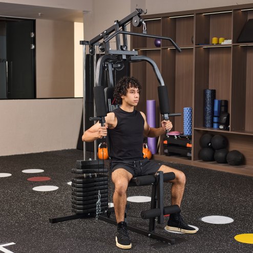 HOMCOM Multi Gym with Weights, Multifunction Home Gym Machine with 45kg Weight Stack for Full Body Workout and Strength Training