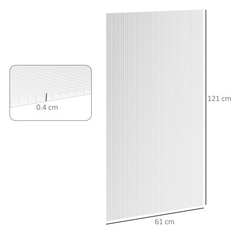 Outsunny 14 Pieces Polycarbonate Sheets, 121 x 61 x 0.4cm Twin-Wall Plastic Roofing Sheets, 10m? Replacement Greenhouse Panels, Waterproof and UV Protection, Clear