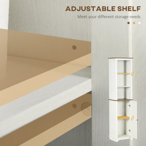 kleankin Tall Bathroom Floor Cabinet, Free Standing Storage Cupboard with Door and Adjustable Shelves for Kitchen, Living Room, White