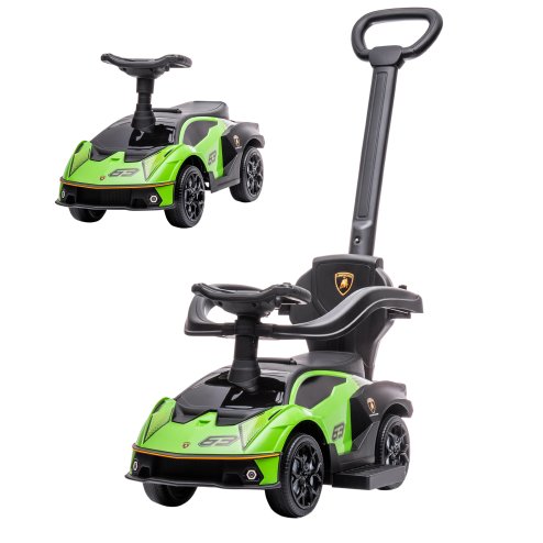 AIYAPLAY Licensed 2 in 1 Baby Ride on Push Car Toddler Push Along Car with Parent Handle Sliding Car with Horn Steering Wheel NO POWER for 1 - 3 Years, Green