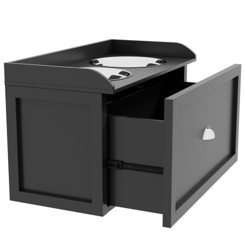 PawHut Stainless Steel Raised Dog Bowls, Double Dog Food and Water Bowl w/ 21L Storage Drawer, for Large Dogs - Black