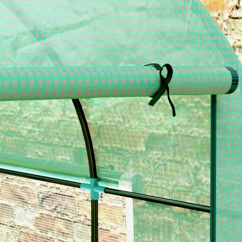 Outsunny 3 x 2 x 2m Polytunnel Greenhouse with Doors and Mesh Windows, Walk-in Grow House Tent with UV-resistant PE Cover and Steel Frame, Green