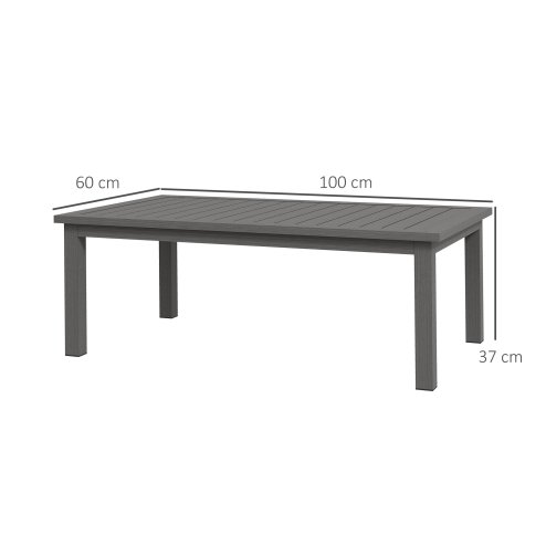 Outsunny Aluminium Outdoor Coffee Table, Rectangular Patio Side Table with Slat Tabletop for Indoor, Garden, Balcony, 100cm x 60 cm, Brown
