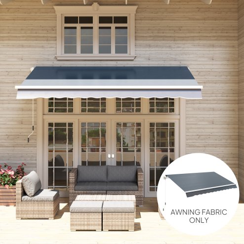 Outsunny Awning Replacement Canopy, Water Resistant UPF 50+ Sun Shade Cover for 3 x 2.5 m Garden Awning (Fabric Only), Grey