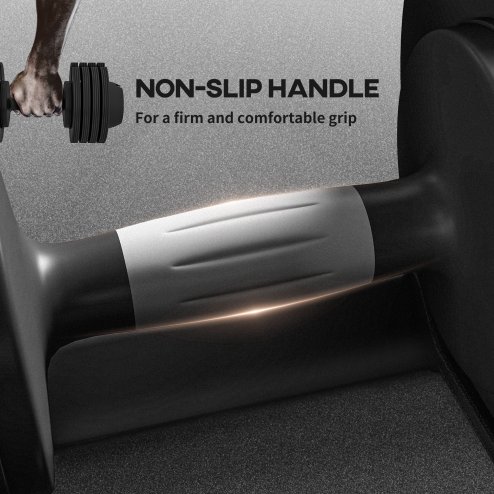 SPORTNOW 24KG Single Adjustable Dumbbell, 4-in-1 Weights with Storage Tray and Non-Slip Handle, Home Gym Fitness Equipment, Black