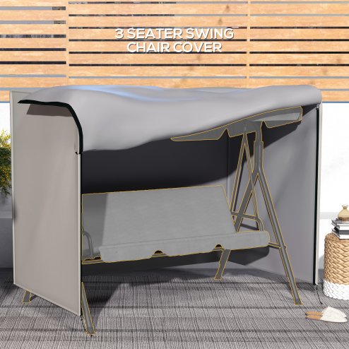 Outsunny 3 Seater 600D Oxford Patio Swing Chair Cover Outdoor Garden Furniture Rain Protection Protector Waterproof Anti-UV, 205 x 124 x 164 cm, Light Grey