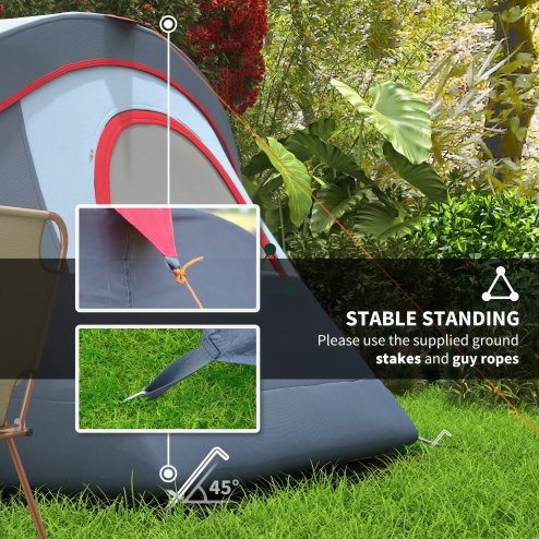 Outsunny 5-6 Man Dome Camping Tent Hiking Shelter UV Protection 3000mm Water Resistant Tunnel Tent