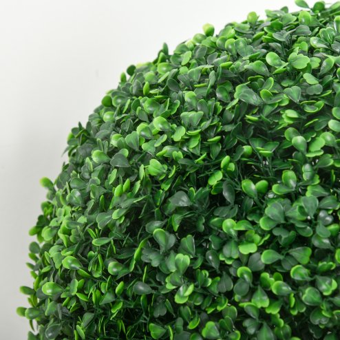 HOMCOM Set of 2 Artificial Topiary Balls, 40cm Faux Boxwood Balls, Hanging Decoration for Home, Indoor, Outdoor, Green