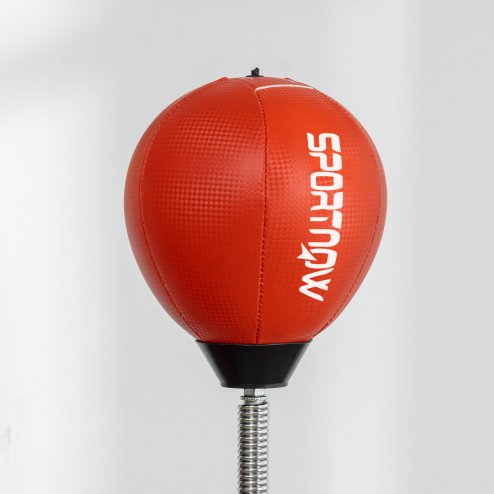 SPORTNOW 140-205cm Inflatable Boxing Bag with Reaction Bar Challenge, Freestanding Punching Bag Training Equipment, with Suction Cups, Speed Punching Bag, MMA Equipment, Red
