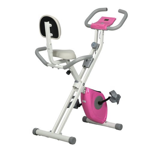 HOMCOM Folding Exercise Bike, 8-Level Magnetic Resistance, Indoor Stationary Bike, Upright Fitness Bike with Backrest Tablet Holder, 5-Level Adjustable Seat Height - White