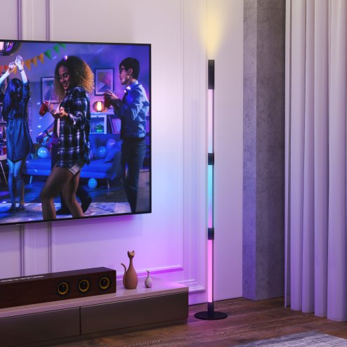 HOMCOM LED Floor Lamp with Reading Light, 360° RGB Detachable Corner Floor Lamp with App & Remote Control, Standing Lamp with Music Sync & Timing, for Living Room, Game Room, Dark Grey