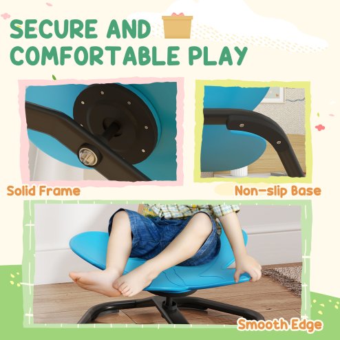 AIYAPLAY Sensory Spinning Chair for Kids, Butterfly-Shaped Swivel Chair for Balance and Coordination Training, Multi-Position Spinning Seat with Non-Slip Base, Blue