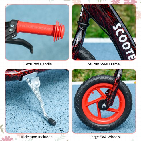 AIYAPLAY Kids Scooter, Big Wheel Kick Scooter with Adjustable Height Handlebar, Non-slip Footplate, Rear Brake, Kickstand, for Kids 6-12 Years Old, Red