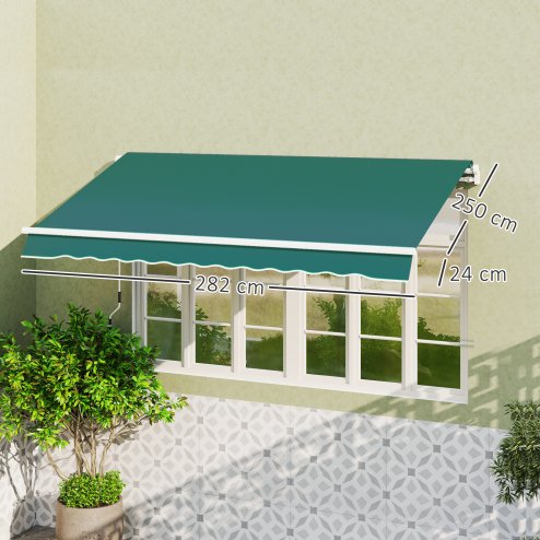 Outsunny Awning Replacement Canopy, Water Resistant UPF 50+ Sun Shade Cover for 3 x 2.5 m Garden Awning (Fabric Only), Green