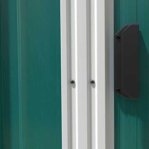Outsunny 7 x 5ft Galvanised Metal Garden Shed with Foundation, Lean to Shed, Tool Storage House with Sliding Doors, 2 Vents, Adjustable Shelves and Hooks, Green