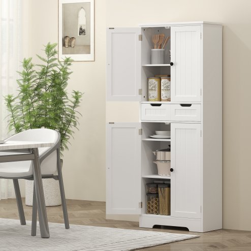 HOMCOM Tall Bathroom Cabinet, Freestanding Storage Cupboard, Bathroom Storage Cabinet with Drawer, Adjustable Shelf and Doors, 60 x 30 x 160 cm, White