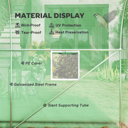 Outsunny 3L x 2W x 2H m Polytunnel Greenhouse, Walk-in Polytunnel Outdoor Garden Flower Vegetable Planter with Zipped Door
