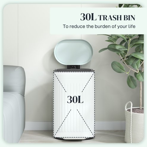 HOMCOM 30 Litre Pedal Bin, Fingerprint Proof Kitchen Bin with Soft-close Lid, Metal Rubbish Bin with Foot Pedal and Removable Inner Bucket