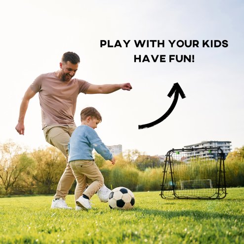 HOMCOM Double-Sided Football Rebounder Net, Football Rebound Net Target Goal with Five Adjustable Angles, Black