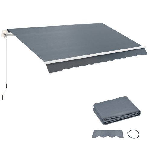 Outsunny Awning Replacement Canopy, Water Resistant UPF 50+ Sun Shade Cover for 3 x 2.5 m Garden Awning (Fabric Only), Grey