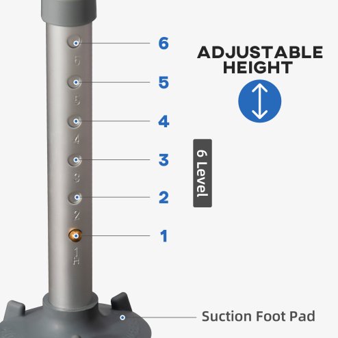 HOMCOM EVA Padded Shower Chair for the Elderly and Disabled, Height Adjustable Shower Stool with Back and Arms, 4 Suction Foot Pads